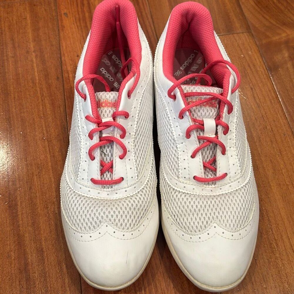 Adidas Women’s Golf Shoes White Pink Spikeless Golf Sneakers Size 8.5 - Picture 7 of 14